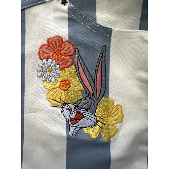 Looney Tunes X Unique Vintage Blue Striped Bugs Bunny Skinny Jeans Size 6-8 M - Picture 4 of 9